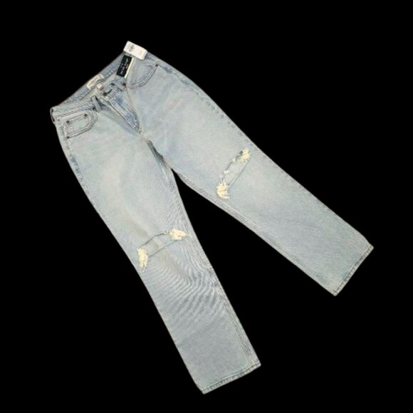 NWT Abercrombie & Fitch The 90"s Straight Mid Rise Curve Love Size 28 6 Short - Picture 2 of 16